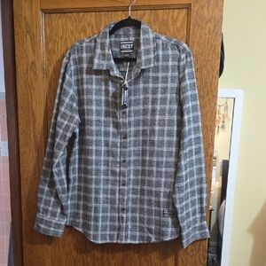 Gray Plaid Button-Up Shirt